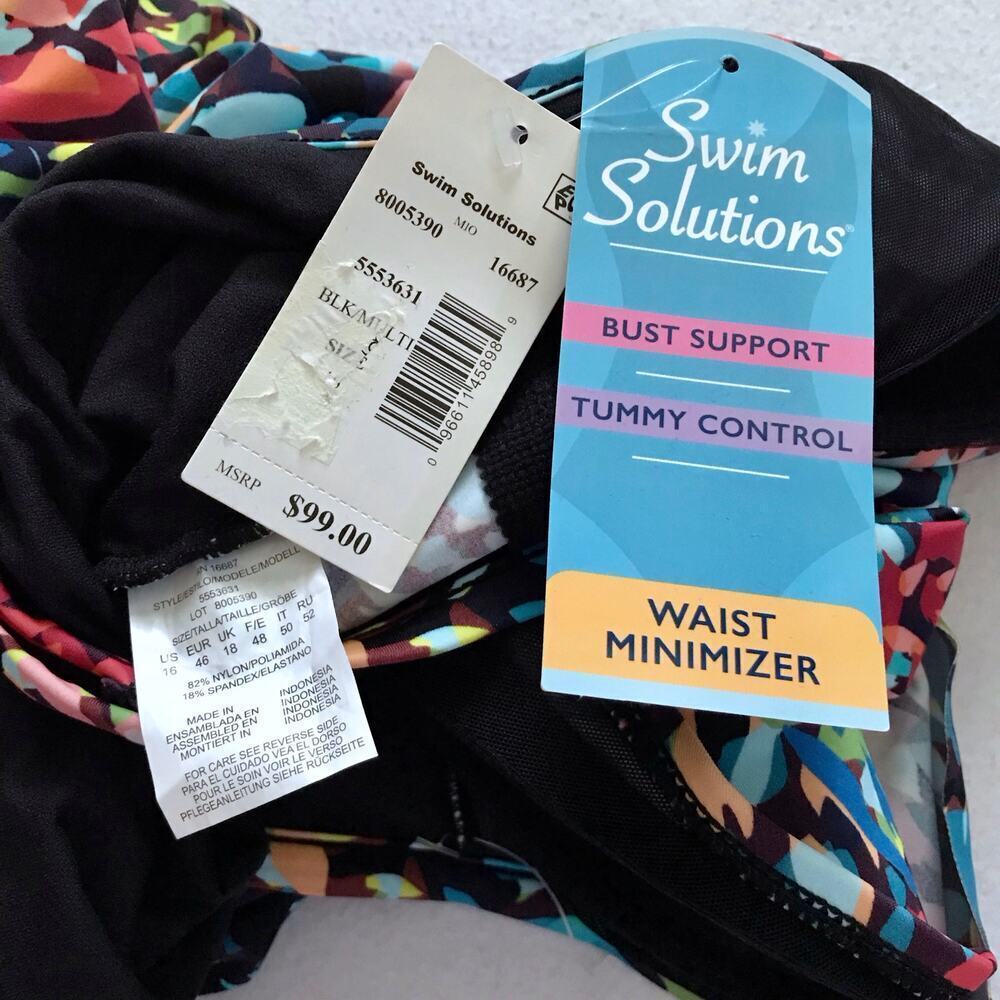 Swim Solutions NWT Waist Minimizer NWT One Piece Swimwear Women 16 - Picture 11 of 12